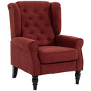 Poltrona da Salotto 74x86x102 cm con Ampia Seduta e Gambe in Legno di Eucalipto in Velluto Rosso Vino      