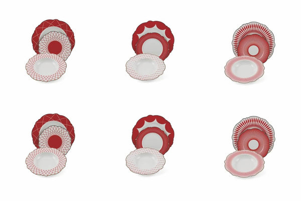 sconto Servizio Piatti 18 Pezzi in Porcellana Villa d'Este Home Tivoli Wonderland Rosso