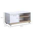 Mobile TV in Legno con Ruote 80x45x39,5 cm Bianco Lucido