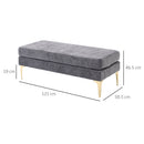 Panca Fondo Letto Imbottita a 2 Strati 121x50,5x46,5 cm in Tessuto Effetto Velluto Grigio Scuro  