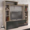 Parete Attrezzata Soggiorno Entry 180x28/40x165 h cm in Truciolare bilaminato Nero