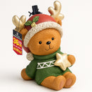 Base Albero Orsetto Natalizio Supporto con Maglione e Cappellino di Natale 36 cm