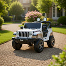 Macchina Elettrica per Bambini Fuoristrada Jeep Wrangler Rubicon 12V con Telecomando Bianco