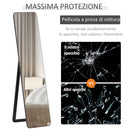 Specchio da Terra e da Parete 37x43x156 cm con Struttura in Legno e Supporto Pieghevole Nero