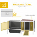 Conigliera da Esterno 105x57,5x51,5 cm con Casetta Area di Corsa e Vassoio in Legno Metallo e PET Grigio      