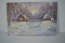 Quadro con led legno case innevate multicolor rettangolare cm 60x40xh1,8