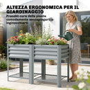 Vaso Rialzato 120x55x80 cm con Ripiano Portaoggetti Capacità 150L in Acciaio Zincato Grigio      