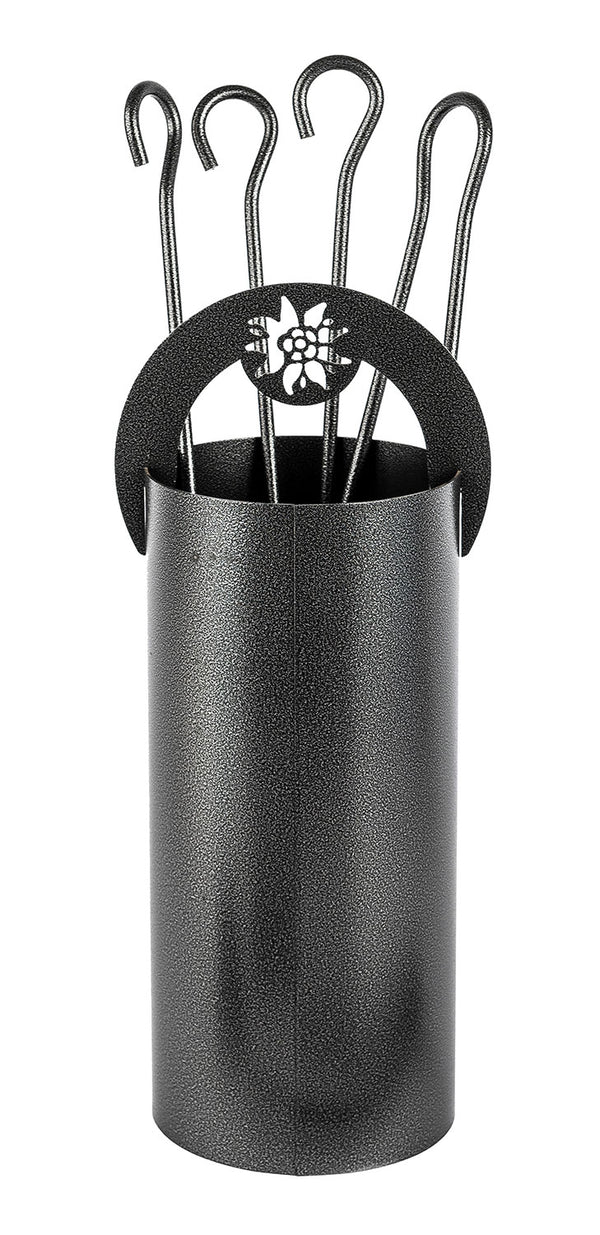 Trespolo per Attrezzi Camino Cilindrico Stella Alpina con Paletta Scopino Attizzino e Pinza Ø15,2x62 cm in Ferro Verniciato Grigio Martellato prezzo