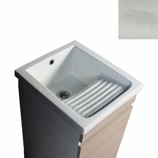 sconto Mobile Lavatoio in Ceramica 1 Anta e Strofinatoio Integrato 45x50x86A cm Olmo Bianco