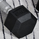 Set di 2 Manubri Esagonali da 6 kg con Presa Antiscivolo e Rivestimento in Gomma Nero   