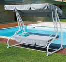 Dondolo 3 Posti da Giardino 200x125x166 cm in Ferro e Poliestere Grigio Chiaro
