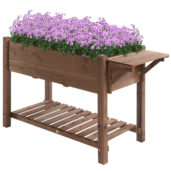 Letto per Orto Rialzato con Ripiano Pieghevole e Mensola Inferiore 123x54x74 cm in Legno Naturale acquista