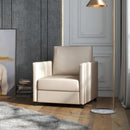 Poltrona Imbottita 80x85x88 cm in Tessuto Effetto Lino Beige