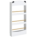 Libreria Montessoriana per Bambini 3-8 Anni a Forma di Orso 50x15x97 cm con 4 Ripiani in Legno Bianco      