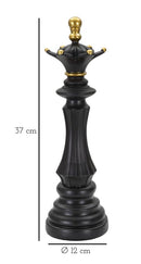 Regina da Scacchi 12x37x12 cm in Poliresina Nero/Oro