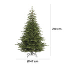 Albero di Natale Artificiale Realistico 210 cm 606 Rami Apertura a Ombrello Verde