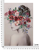 Stampa Dipinta Lady Flower 2 80x2,8x120 cm in Legno e Tessuto