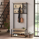 Mobile Ingresso con Scarpiera e Appendiabiti 78x30x182 cm in MDF Nomad Rovere