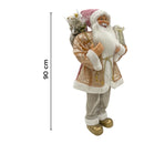 Babbo Natale Abito Rosa Glitter H90 cm con Mini Lucciole e Suoni