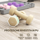 Set 6 di Manubri Pesi Fitness 6 kg Totali con Impugnatura Antiscivolo e Valigetta Multicolore Rosa      