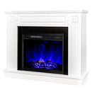 Camino Elettrico da Pavimento 85x110x27 cm Effetto Fiamma 1500W Tiffany & Lorance Bianco