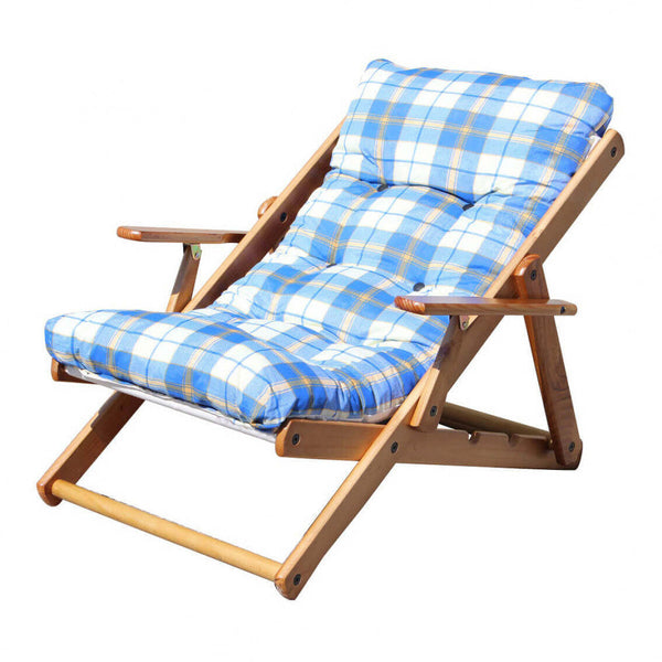 Poltrona 3 Posizioni Relax Miele con Cuscino 84x60x100 h cm in Cotone Blu acquista