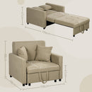 Poltrona Letto Singolo 100x98x88 cm 2 Cuscini e Vano Contenitore in Velluto Marrone Chiaro  