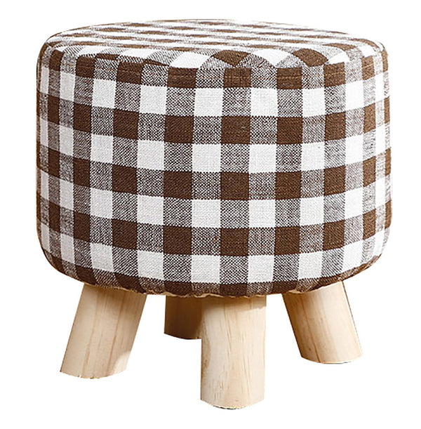 Pouf in Tessuto e Legno di Pino 29x29 cm Fumer Megan Marrone e Bianco acquista