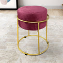 Pouf in Velluto Bordeaux 44x38 cm con Struttura in Metallo Oro