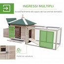 Pollaio con Area di Corsa per Esterno con 2 Nidificazioni in Legno 196x73.5x98 cm 