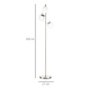 Piantana da Interno 3x E27 Ø27x159 cm 3 Punti Luce in Acciaio e Vetro Argento