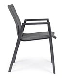 Set 4 Sedie da Giardino 55,5x60x83h cm con Braccioli Odeon Antracite Gr Scuro 