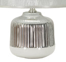 Lampada da Tavolo Lucina Ø20x29 cm in Ceramica e Ferro e Tessuto Bianco e Argento      