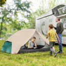 Tenda da Campeggio 2 Posti Impermeabile 280x225x110 cm con 2 Vestiboli e 2 Porte Beige   