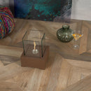 Biocamino da Tavolo 22x22xH29 cm in Magnesia e Vetro Alphaville Marrone Ruggine