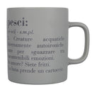 Tazza Zodiaco "pesci" Ø8x10 cm in Bone China VdE Tivoli 1996 Grigio Chiaro