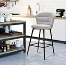 Set 2 Sgabelli Bar Losanna 52x108x59 cm in Tessuto Grigio/Nero