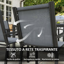 Set da Giardino con 6 Sedie Impilabili e Tavolo da Pranzo Rettangolare Grigio Chiaro      