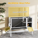Gabbia per Conigli e Criceti da Interno 120x53x93 cm Rialzata con Vassoio Estraibile e Tetto Apribile in Legno Grigio      