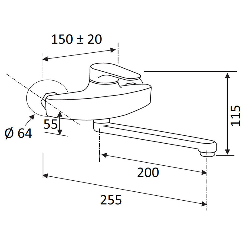 Rubinetto Miscelatore Monocomando Girevole Lavello a Parete in Ottone Mariani Surf Cromato