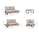 Set 4 Pezzi Salotto da Giardino con 2 Divani 1 Poltrona Angolare e Tavolino in Alluminio e PP Zelmar Antracite 