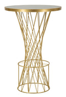 Tavolo Bar Tower New Ø70x103 cm in Ferro e Vetro Oro e Nero      
