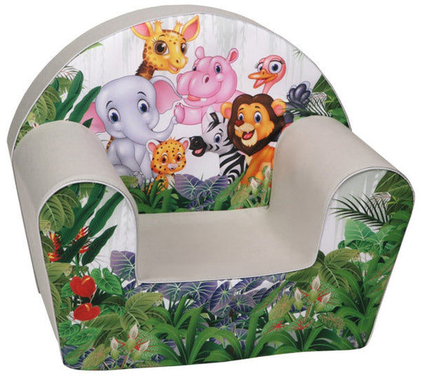 Poltroncina per Bambini 33x40x55cm Tessuto Sfoderabile con Animali Miller Bianco online