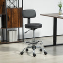 Sedia Girevole 52x52x78-92 cm ad Altezza Regolabile con Poggiapiedi in Acciaio e Finta Pelle Nero 