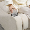 Poltrona Relax Reclinabile 135° 88x96x108 cm con Portabicchieri e Poggiapiedi in Tessuto Effetto Lino Beige  