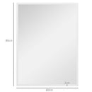 Specchio da Parete Rettangolare 60x80 cm in Vetro e MDF Bianco      