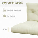 Set 2 Pezzi Cuscini da Giardino per Divani e Pallet 120 cm in Poliestere con Imbottitura Spessa Crema      