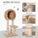 Albero Tiragraffi per Gatti 48x40x100 cm con Cuccia in Peluche Beige