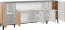 Credenza 4 Ante + 1 Anta Ribalta 200x40x82 cm Sunrise Acero Pereira e Ardesia