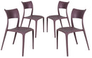 Set 4 Sedie da Giardino in Polipropilene Vandi Tortora